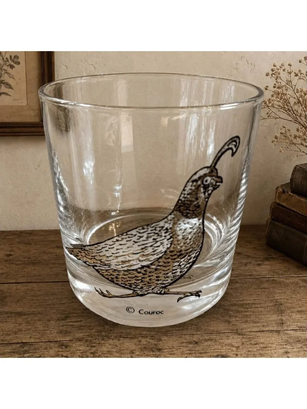 Quail Glasses Set of 4 VTG Couroc Monterey Lowball Cocktail Glass MCM Barware Wh
